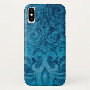 Blue Swirling Damask Pattern Case-Mate iPhone Case