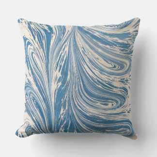 Blue Swirling Wave Design Throw Pillow