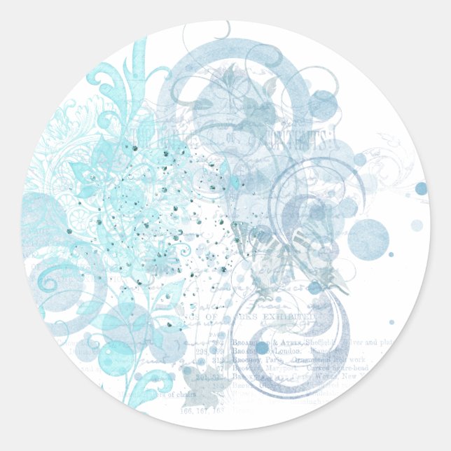 Blue Swirls Classic Round Sticker (Front)