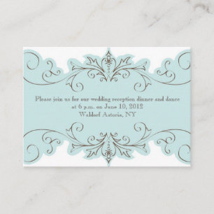 Blue Swirls Elegant Wedding Reception Cards