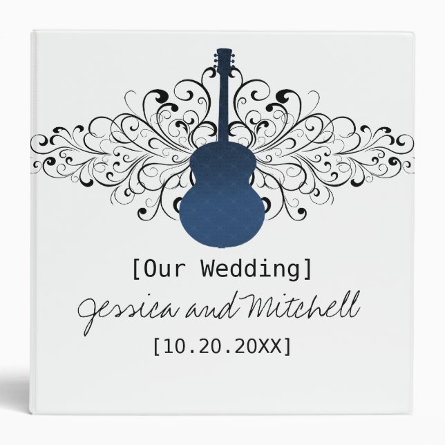 Blue Swirls Guitar Wedding Binder (Front)