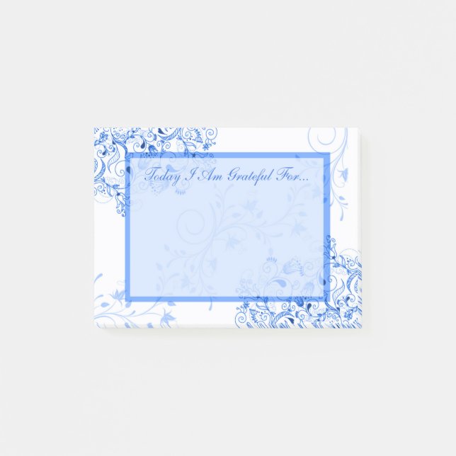 Blue Swirls Helpful Self Help Healing Gratitude Post-it Notes (Front)