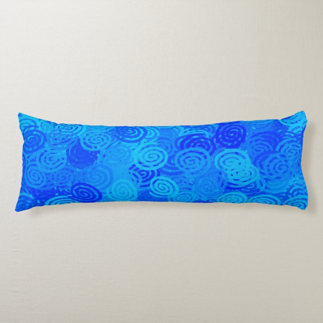 Blue Swirls Pattern Body Pillow (Front)