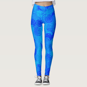 Blue Swirls Pattern Leggings