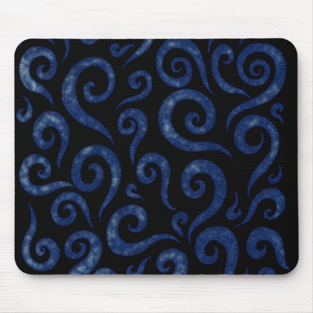 Blue Swirls Pattern Mouse Pad (Front)