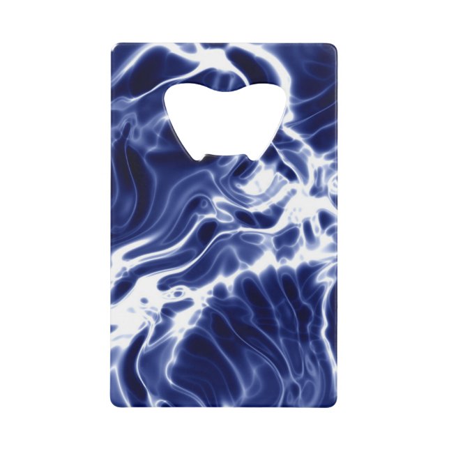 Blue swirly pattern  credit card bottle opener (Front)