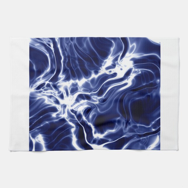 Blue swirly pattern  kitchen towel (Horizontal)
