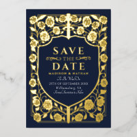 Blue Sword Shield Medieval Monogram Save the Date