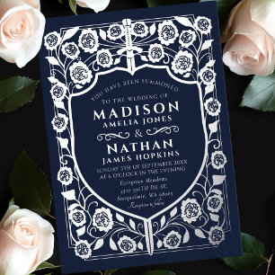 Blue Sword Shield Medieval Monogram Wedding