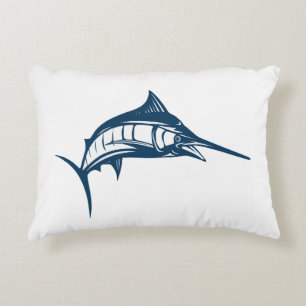 Blue Swordfish Art  Accent Pillow