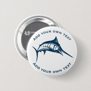 Blue Swordfish Custom Text 2 Inch Round Button