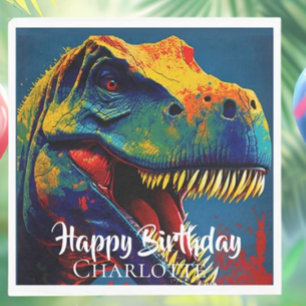 Blue T- Rex Birthday Napkin