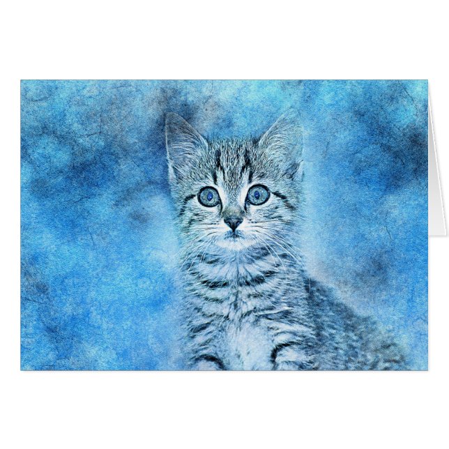 Blue Tabby Kitten | Abstract | Watercolor (Front Horizontal)