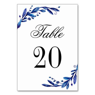 Blue table number. Winter wedding. Navy table Number