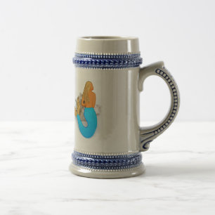 blue-tail mermaid beer stein