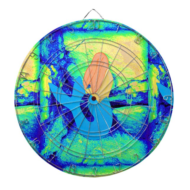 blue-tail mermaid design dartboard (Front)