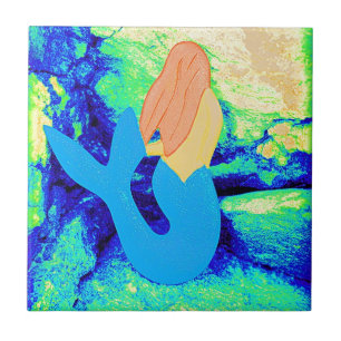 blue-tail mermaid design tile