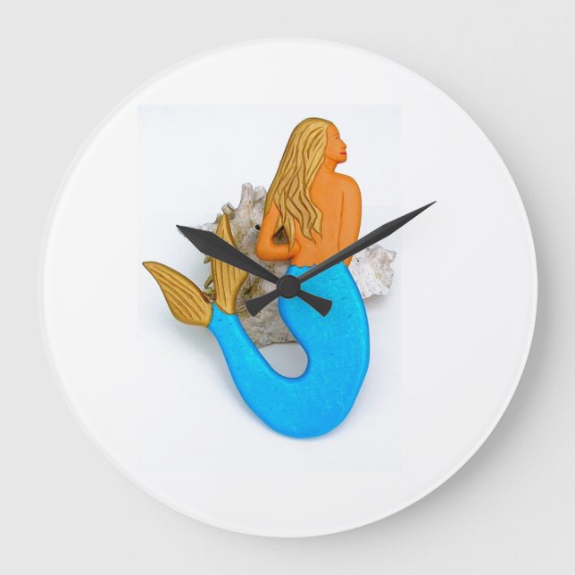 blue tail mermaid large clock (Front)