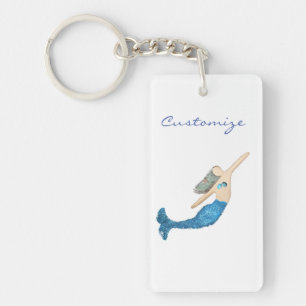 Blue-tail Mermaid Swimming Thunder_Cove Keychain