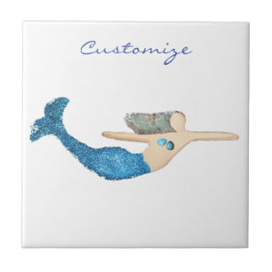 Blue-tail Mermaid Swimming Thunder_Cove Tile