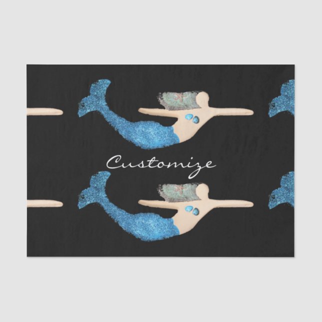 Blue-tail Mermaid Swimming Thunder_Cove Tissue Paper (Front)