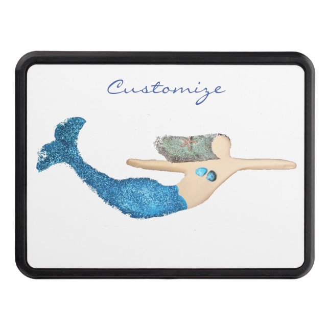 Blue-tail Mermaid Swimming Thunder_Cove Trailer Hitch Cover (Front)