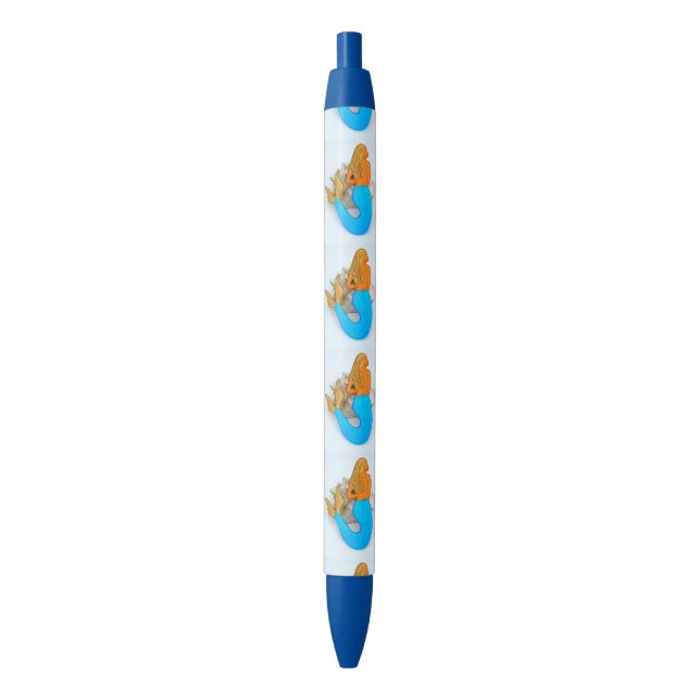 blue-tail mermaids black ink pen (Front Vertical)