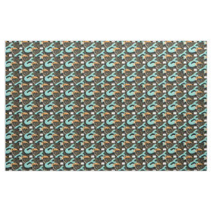 blue-tail mermaids pattern fabric