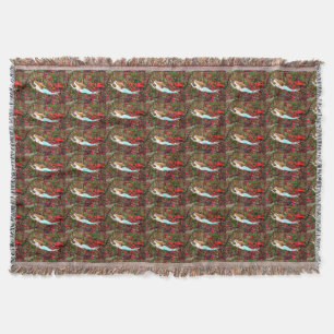 blue tail mermaids throw blanket