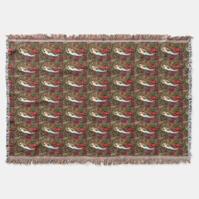 blue tail mermaids throw blanket (Front)
