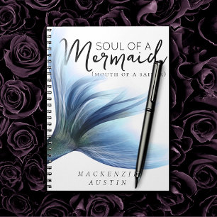 Blue Tail Soul of Mermaid Mouth of Sailor Saying Notebook