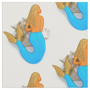 blue-tailed mermaids fabric