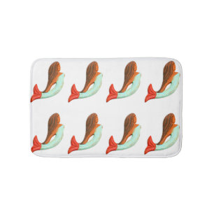 blue-tailed swimming  mermaids bath mat