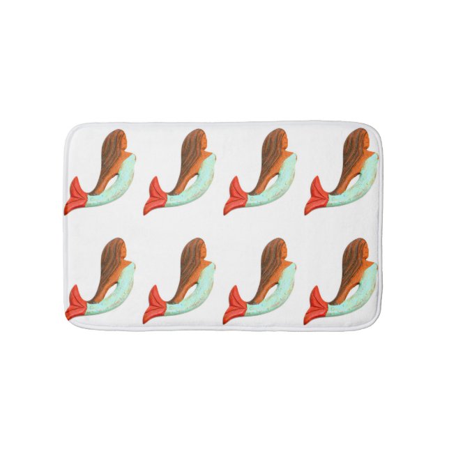 blue-tailed swimming  mermaids bath mat (Front)