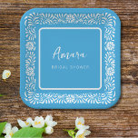 BLUE TALAVERA BRIDAL SHOWER PAPER PLATE<br><div class="desc">Beautiful BLUE Mexican Talavera flowers</div>