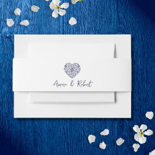 Blue Talavera heart Invitation Belly Band