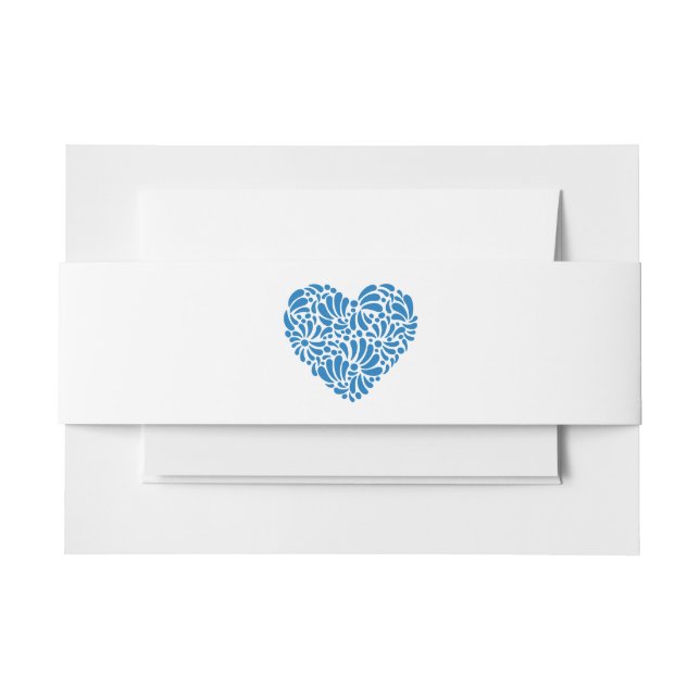 Blue Talavera Heart Invitation  Invitation Belly Band (Front Example)