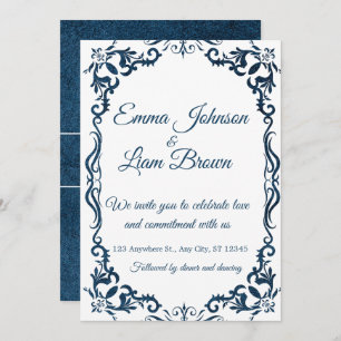Blue Talavera Mexican Spanish Wedding Invitation