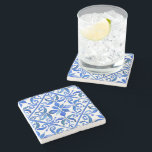 Blue Talavera Spanish tiles wedding favours Stone Coaster<br><div class="desc">Blue Azulejo Talavera Spanish Mexican tiles elegant wedding favours printed stone coasters,  vibrant bold colours wedding reception decor wedding favour gifts wedding coasters</div>