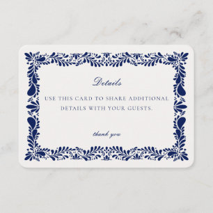 Blue Talavera Tile  Details Card Invitation Insert