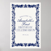 Blue Talavera Tile Fiesta Birthday Party Welcome
