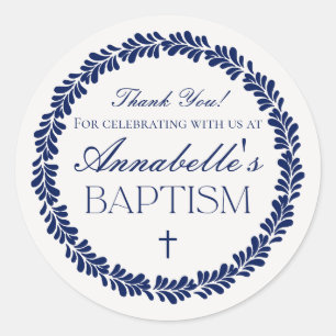 Blue Talavera Tile Spanish Fiesta Baptism Favour Classic Round Sticker