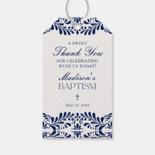 Blue Talavera Tile Spanish Fiesta Baptism Favours Gift Tags