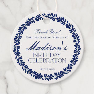 Blue Talavera Tile Spanish Fiesta Birthday Circle Favour Tags