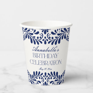 Blue Talavera Tile Spanish Fiesta Birthday Party Paper Cups