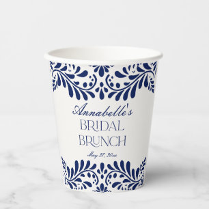 Blue Talavera Tile Spanish Fiesta Bridal Brunch Paper Cups