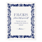 Blue Talavera Tile Spanish Fiesta Favours Sign
