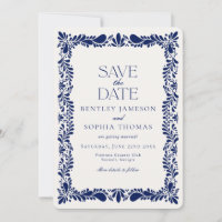 Blue Talavera Tile Spanish Fiesta Save the Date