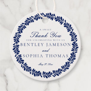 Blue Talavera Tile Spanish Fiesta Wedding Circle Favour Tags