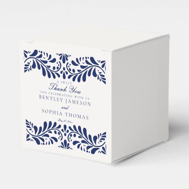 Blue Talavera Tile Spanish Fiesta Wedding Favor Box (Front Side)